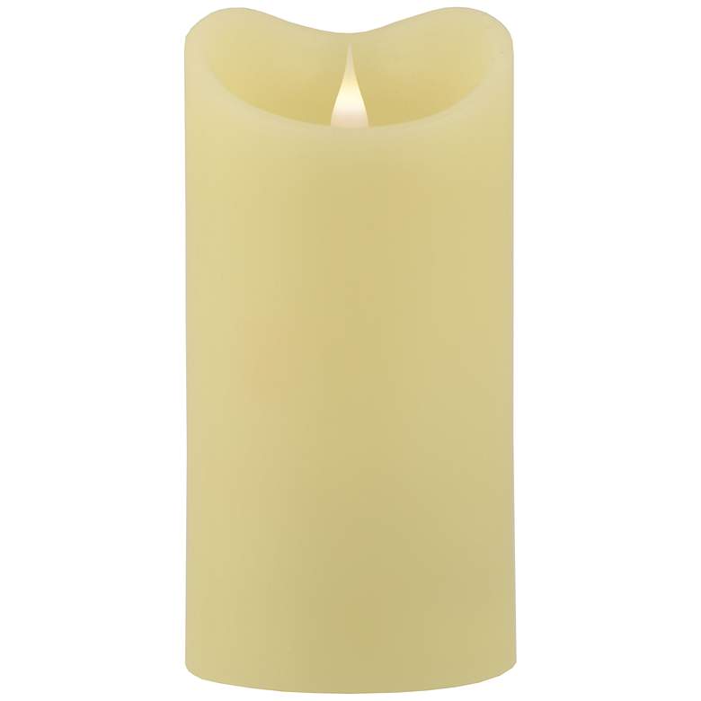Image 1 Solare 7 1/2 inch Ivory Melted Wax 3-D Virtual Flame LED Candle