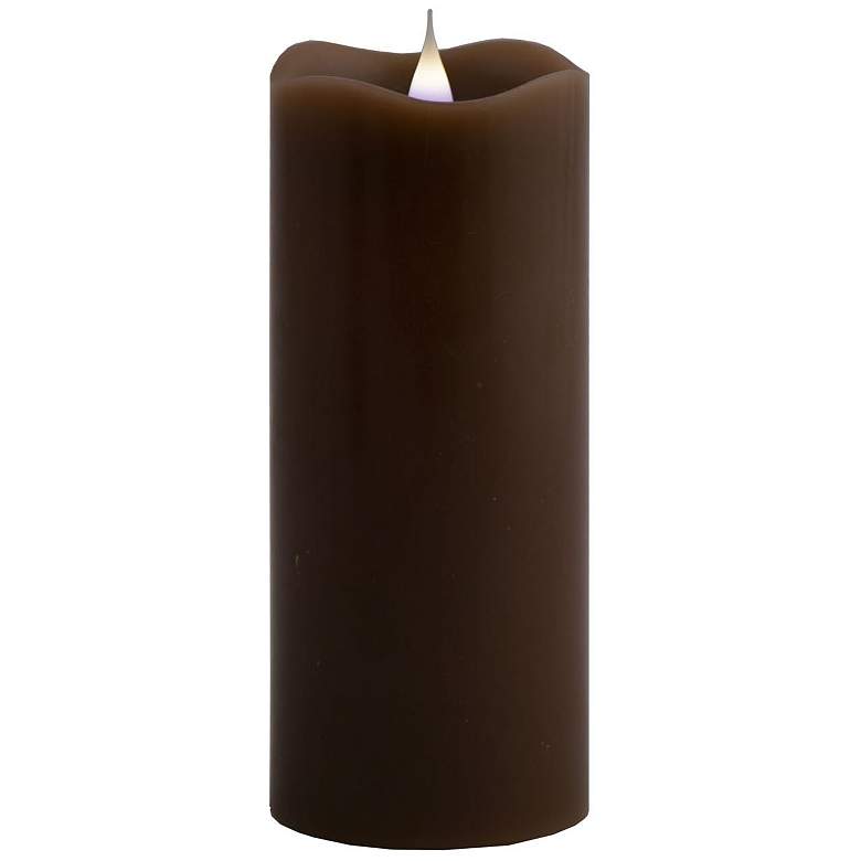 Image 1 Solare 7 inch Chocolate Wax 3-D Virtual Flame LED Candle