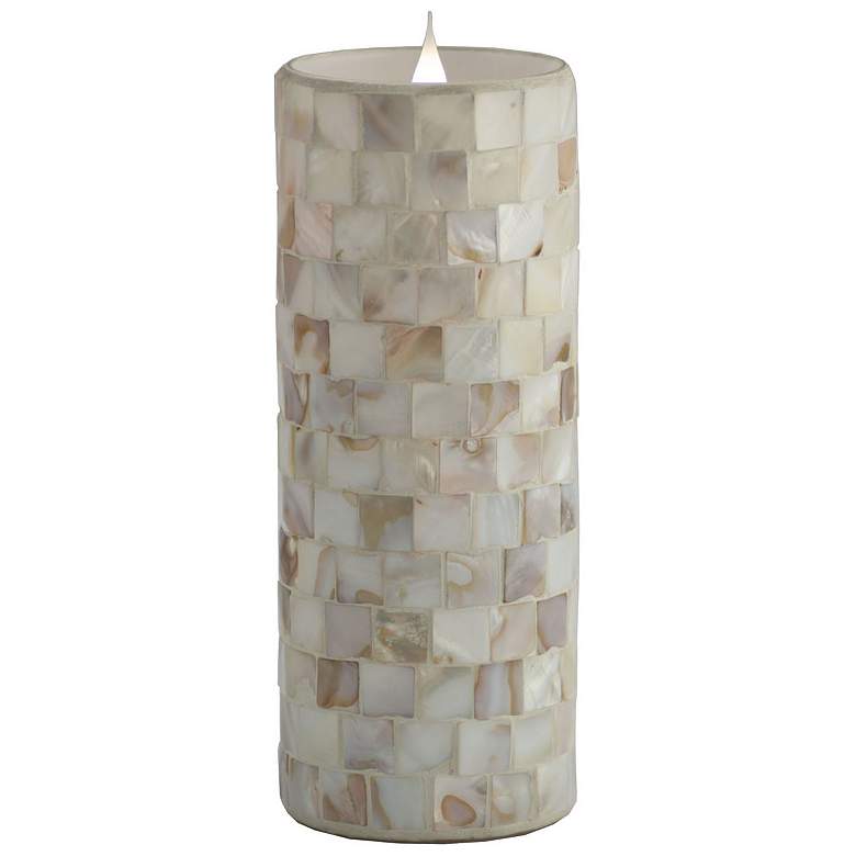 Image 1 Solare 8 inch Pearl Mosaic 3-D Virtual Flame LED Candle
