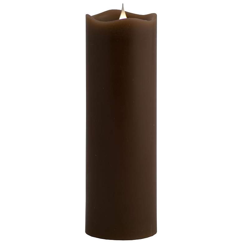 Image 1 Solare 9 inch Chocolate Wax 3-D Virtual Flame LED Candle