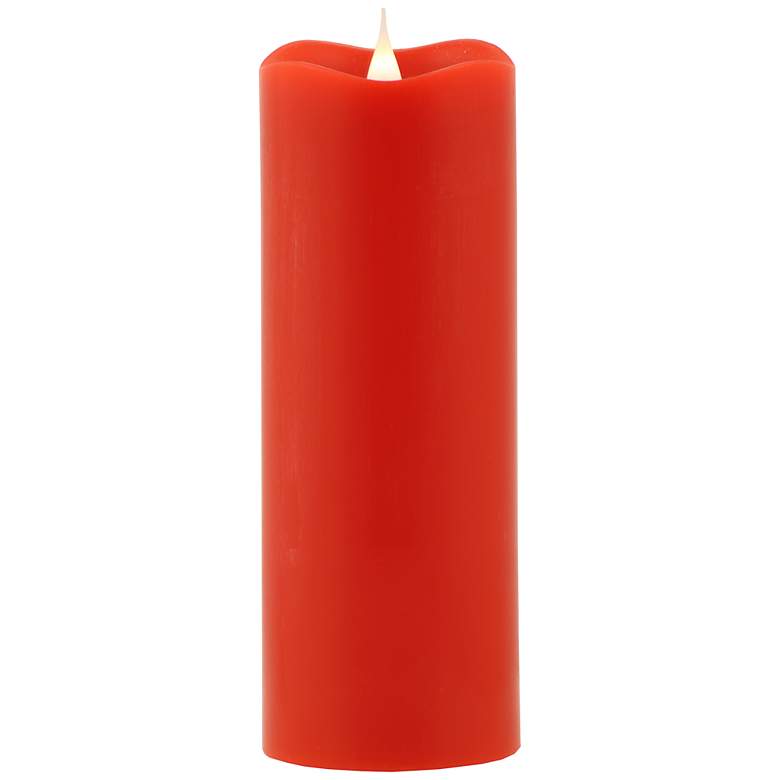 Image 1 Solare 9 inch Cranberry Wax 3-D Virtual Flame LED Candle