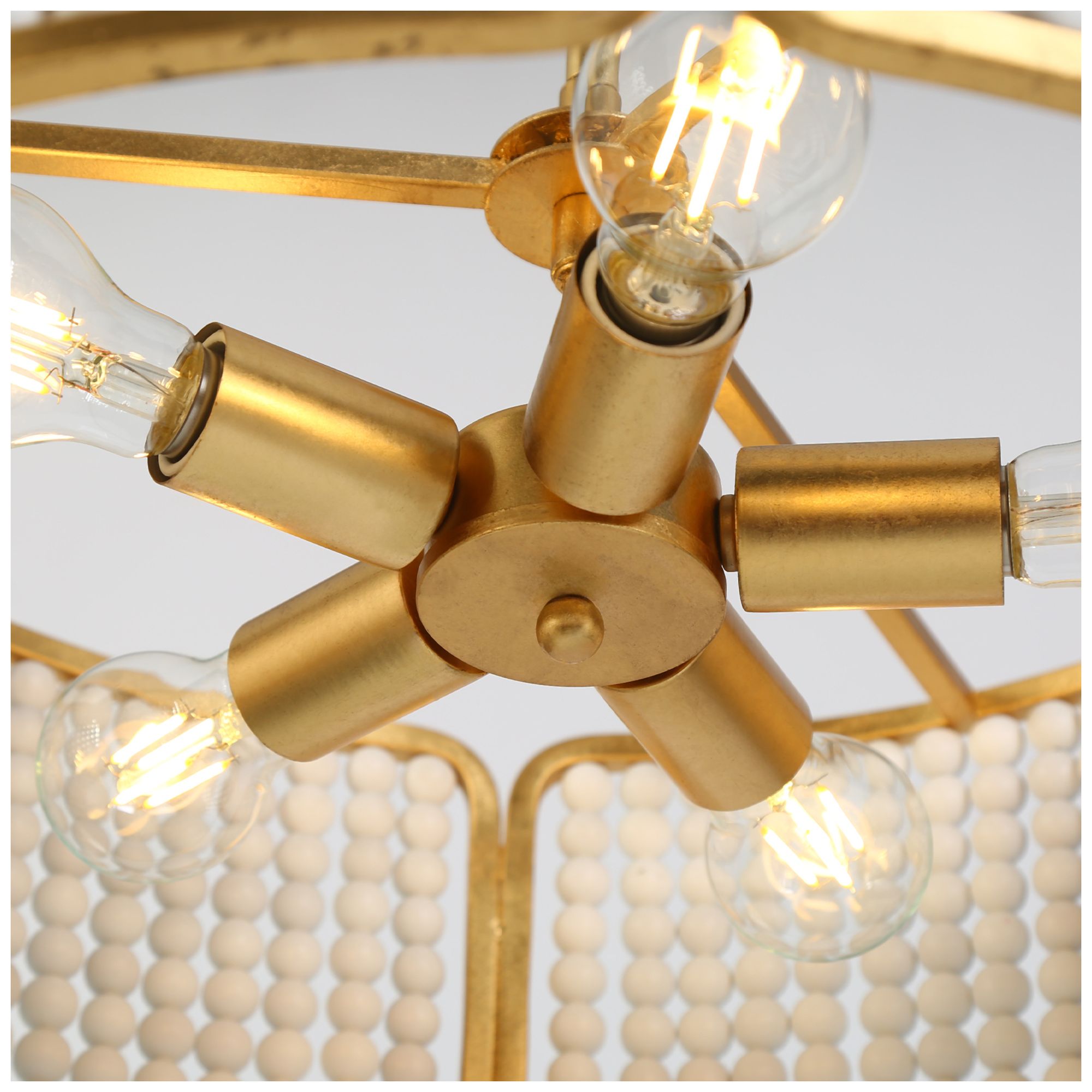 Thumbnail3 of Solaria 22" Wide Gold Foil White Bead Pendant Light more views