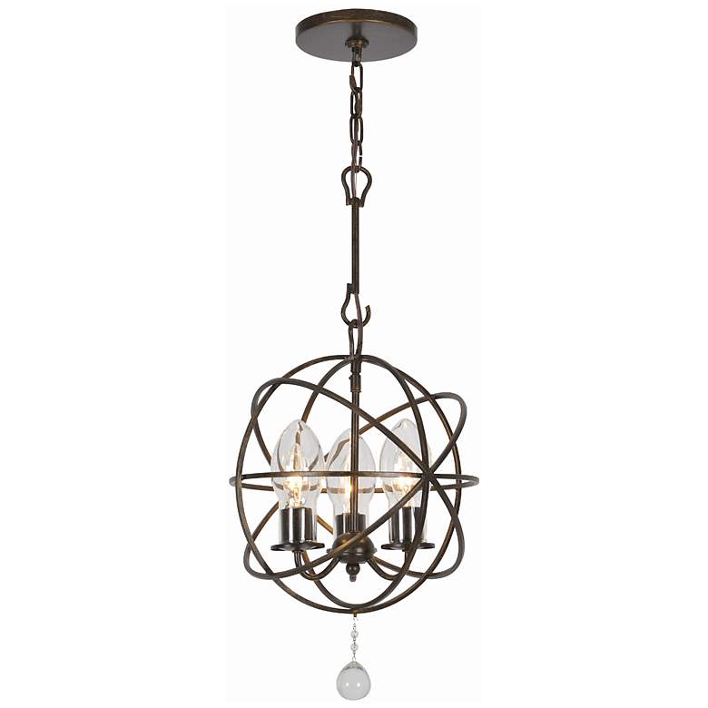Image 2 Solaris 12"W English Bronze 3-Light Outdoor Mini Chandelier