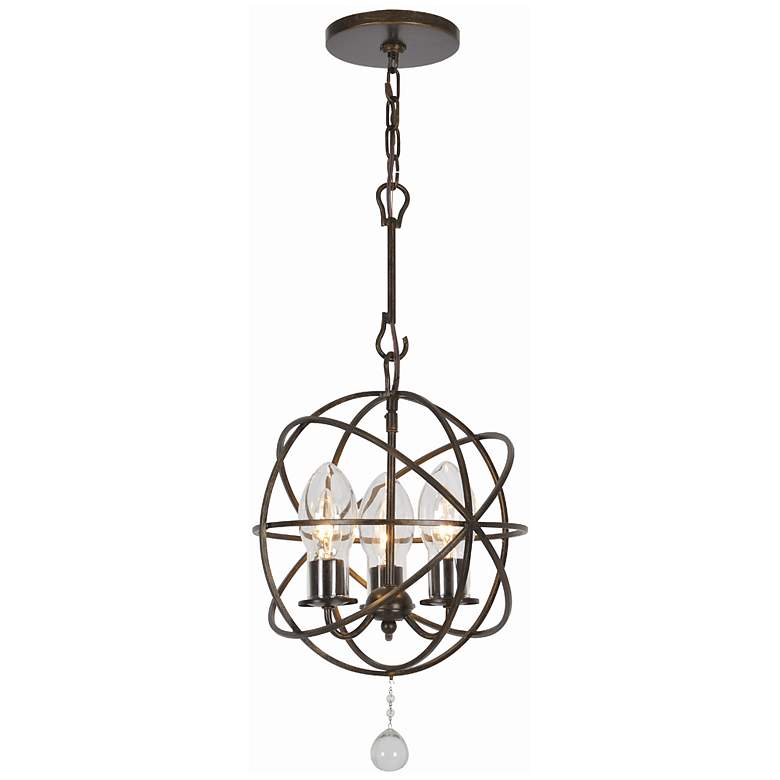 Image 2 Solaris 12 inchW English Bronze 3-Light Outdoor Mini Chandelier