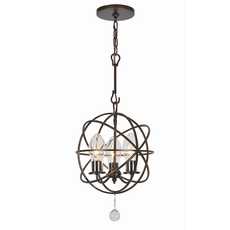 Image 3 Solaris 12 inchW English Bronze 3-Light Outdoor Mini Chandelier more views