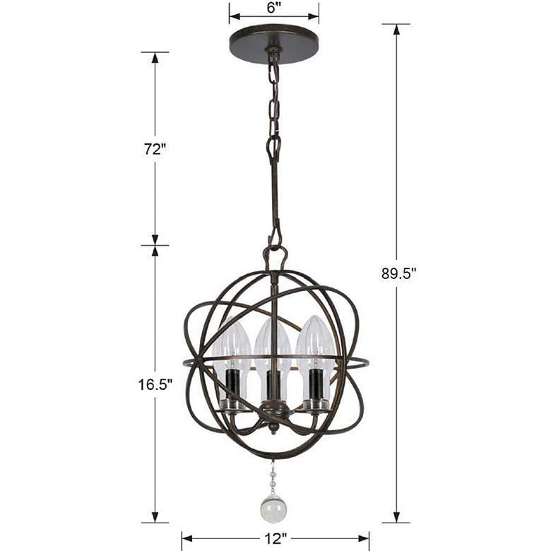 Image 6 Solaris 12"W English Bronze 3-Light Outdoor Mini Chandelier more views