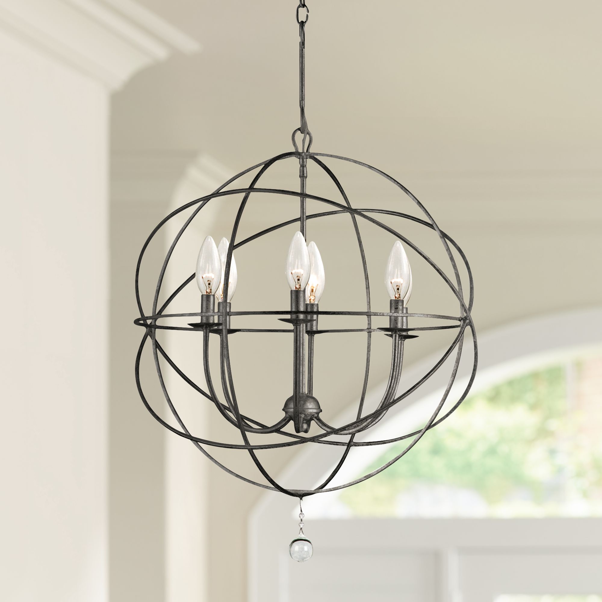 bronze sphere chandelier