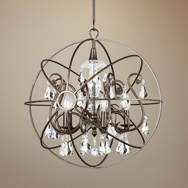 Image 1 Solaris 22 inchW English Bronze and Crystal 5-Light Chandelier