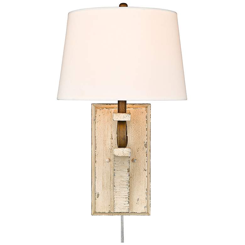 Image 3 Solay 12" Wide Burnished Chestnut 1-Light Wall Sconce with Ivory Linen more views