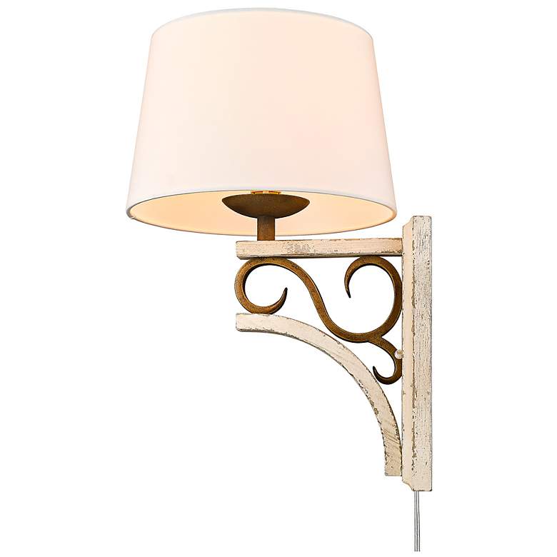 Image 4 Solay 12" Wide Burnished Chestnut 1-Light Wall Sconce with Ivory Linen more views