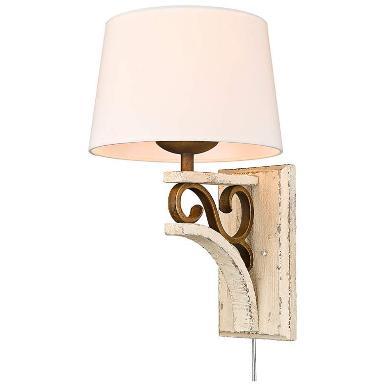 Image 5 Solay 12" Wide Burnished Chestnut 1-Light Wall Sconce with Ivory Linen more views