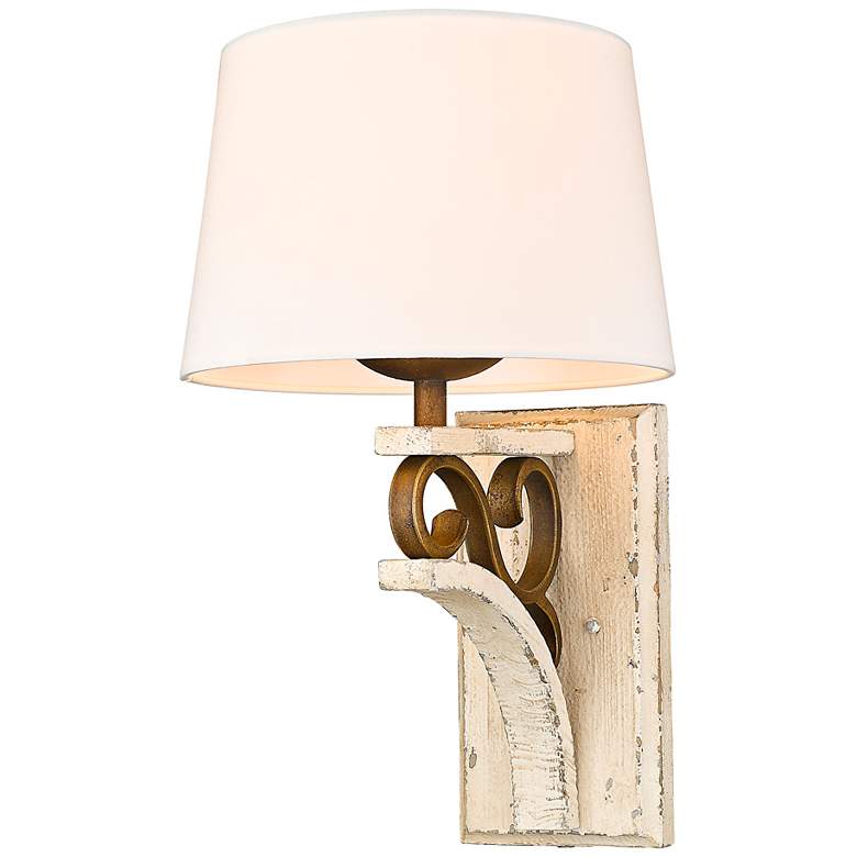Image 6 Solay 12" Wide Burnished Chestnut 1-Light Wall Sconce with Ivory Linen more views