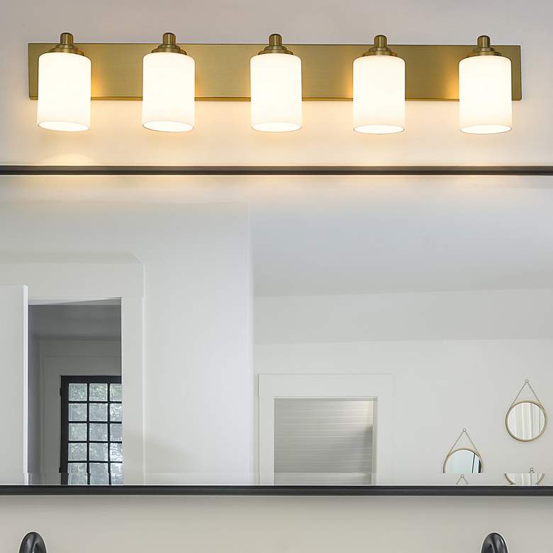 Image 2 Soledad 38 3/4" Wide Brushed Gold 5-Light Vanity Bath Light