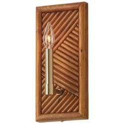 Soleil 13" High Matte Brass and Natural Bamboo Wall Sconce