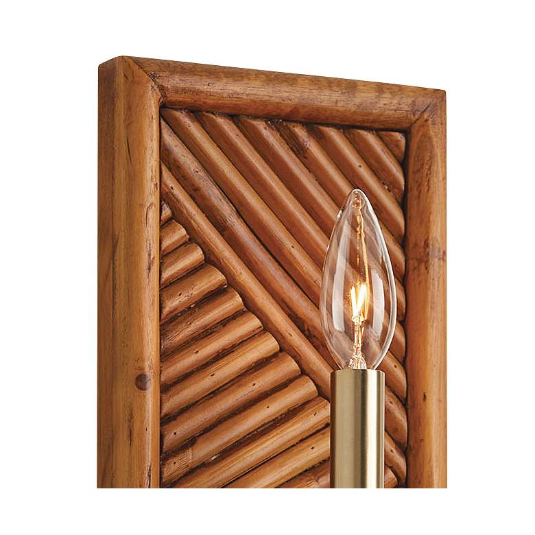 Image 3 Soleil 13" High Matte Brass and Natural Bamboo Wall Sconce more views