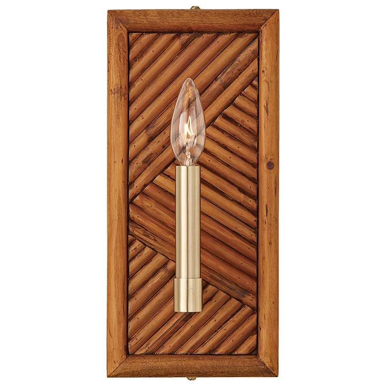 Image 4 Soleil 13" High Matte Brass and Natural Bamboo Wall Sconce more views