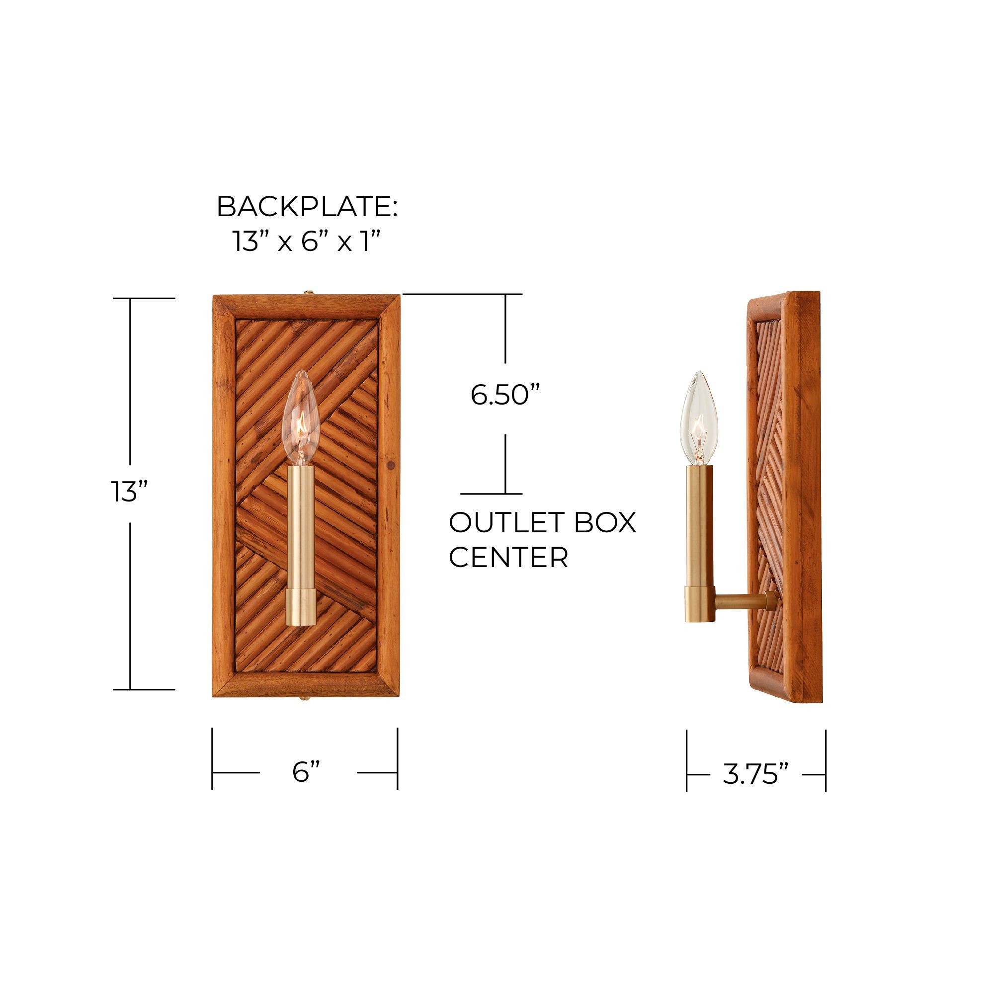 Image 6 Soleil 13" High Matte Brass and Natural Bamboo Wall Sconce more views