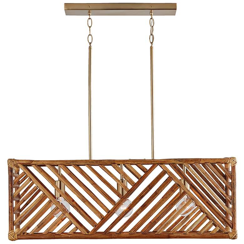 Image 2 Soleil 35 1/2" Wide Matte Brass 3-Light Linear Pendant