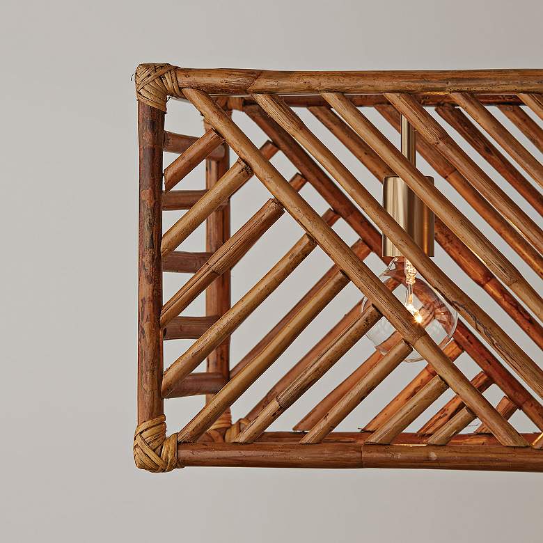 Image 4 Soleil 35 1/2" Wide Matte Brass 3-Light Linear Pendant more views