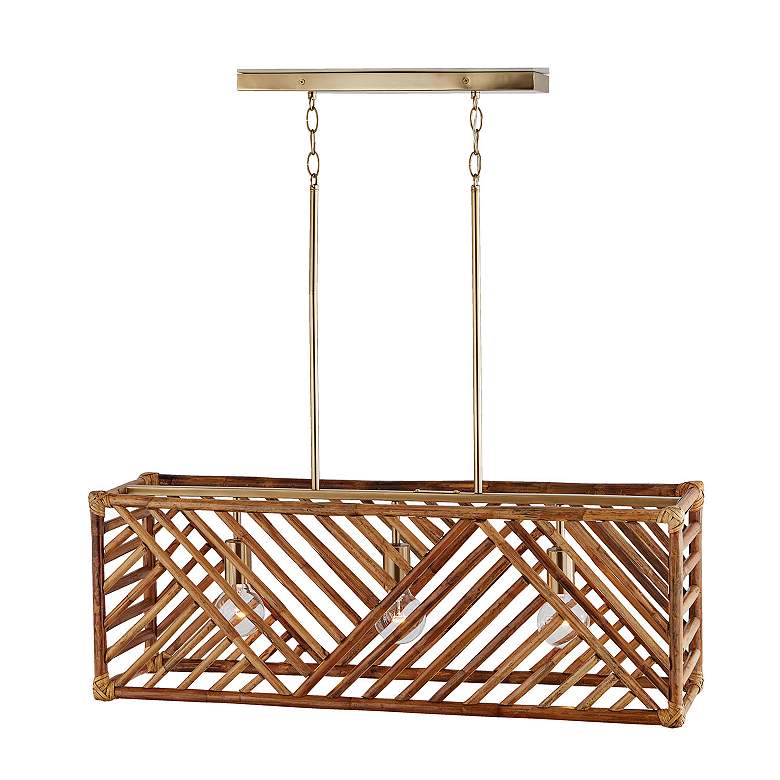 Image 5 Soleil 35 1/2" Wide Matte Brass 3-Light Linear Pendant more views