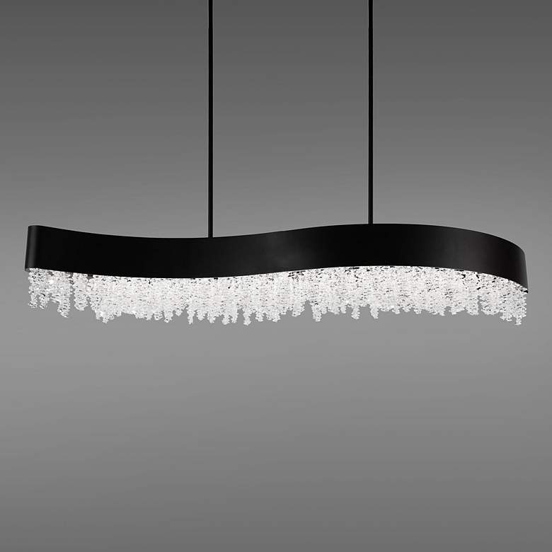Image 1 Soleil 48" Wide Black Clear Crystal 1-Light Linear Pendant
