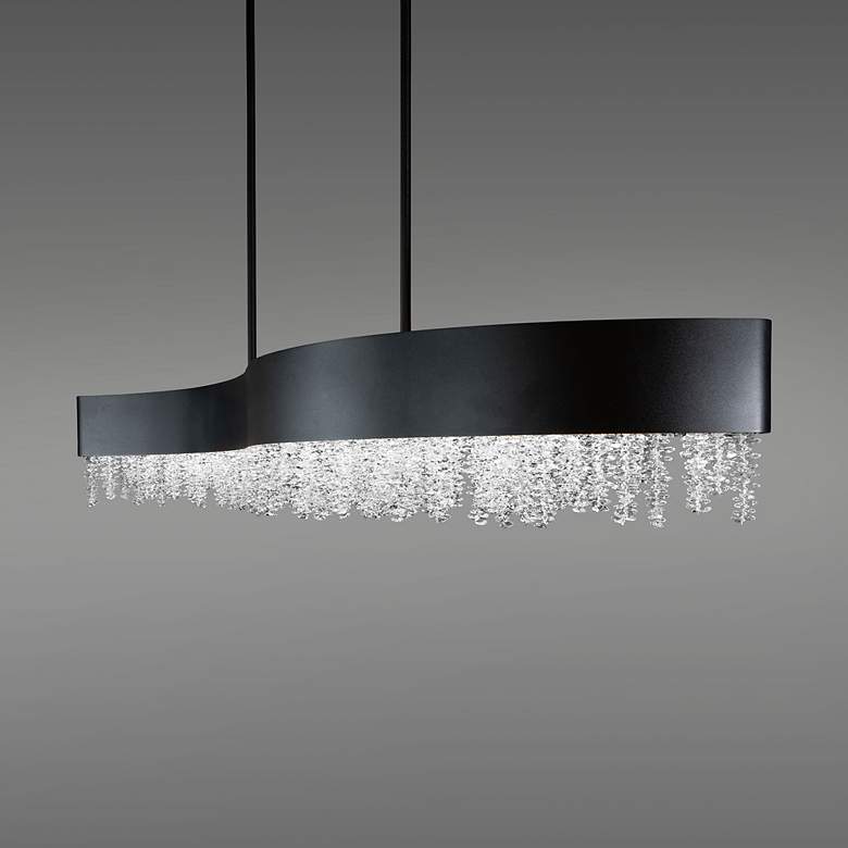 Image 3 Soleil 48" Wide Black Clear Crystal 1-Light Linear Pendant more views