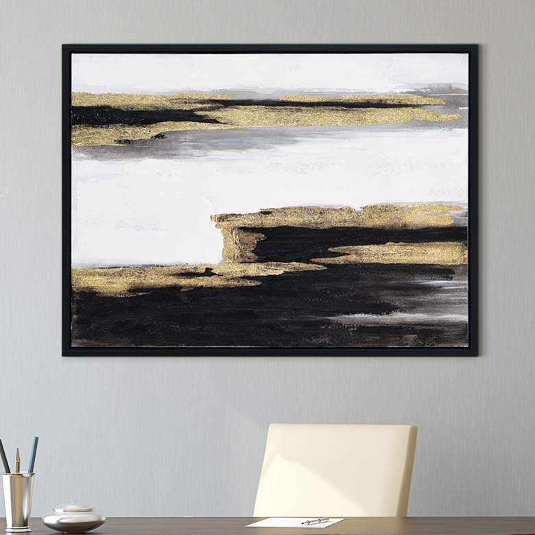 Image 1 Solemn Night 40"H Textured Metallic Framed Canvas Wall Art