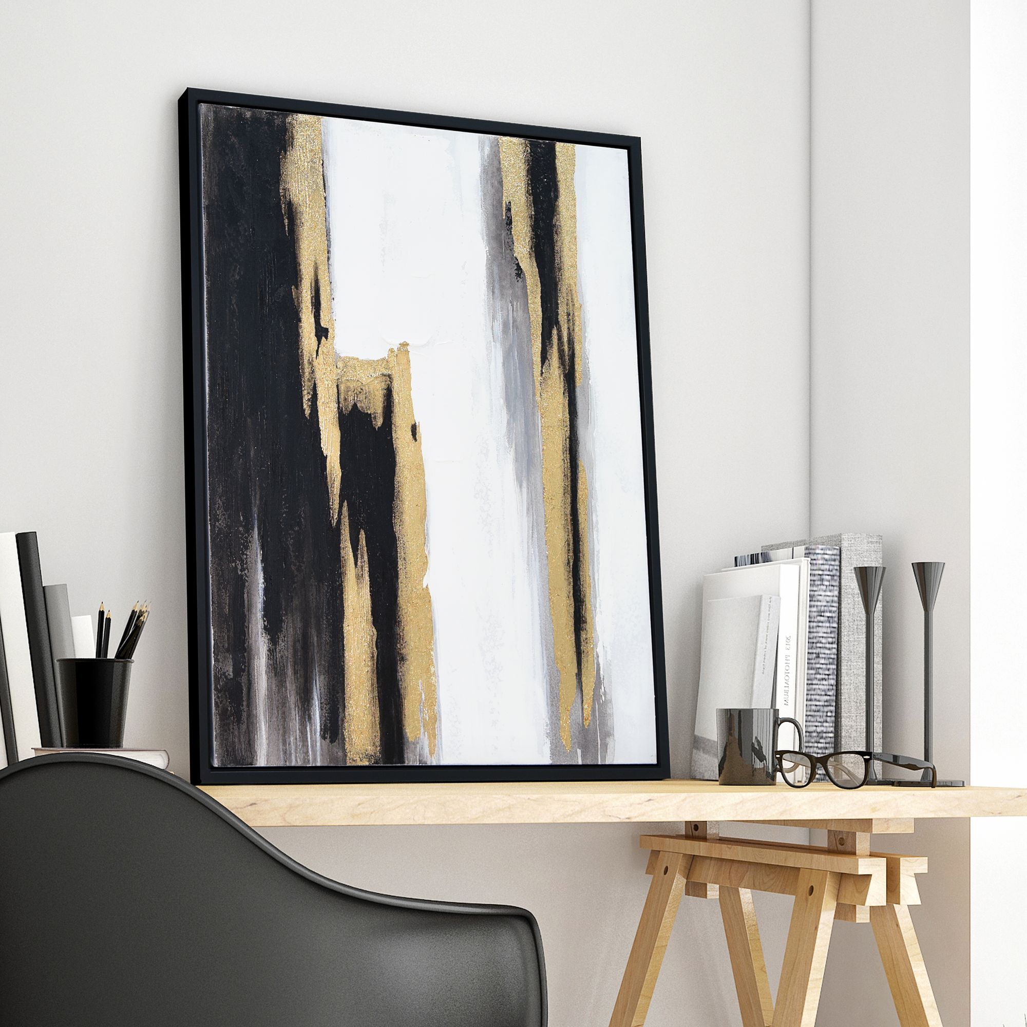 Solemn Night 40"H Textured Metallic Framed Canvas Wall Art