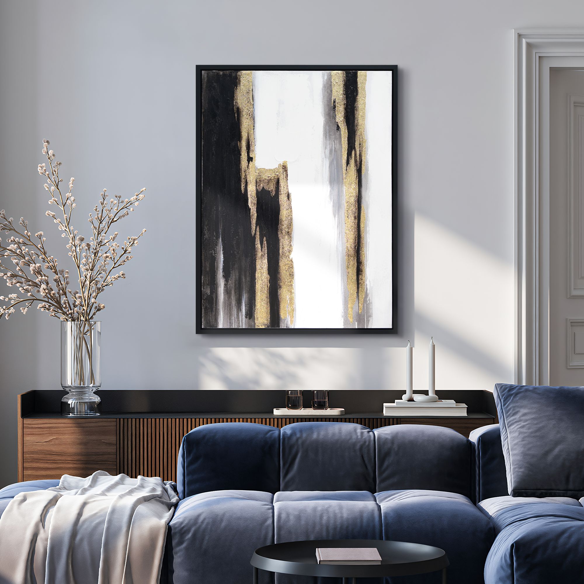 Solemn Night 40"H Textured Metallic Framed Canvas Wall Art