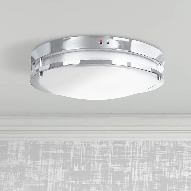 Image 1 Solero 12 inch Wide Chrome LED Ceiling Light