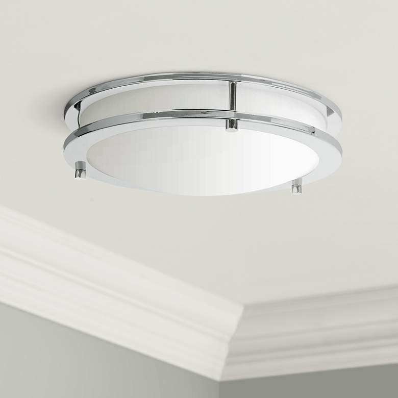 Image 1 Solero 14 inch Wide Chrome Finish Modern LED Ceiling Light