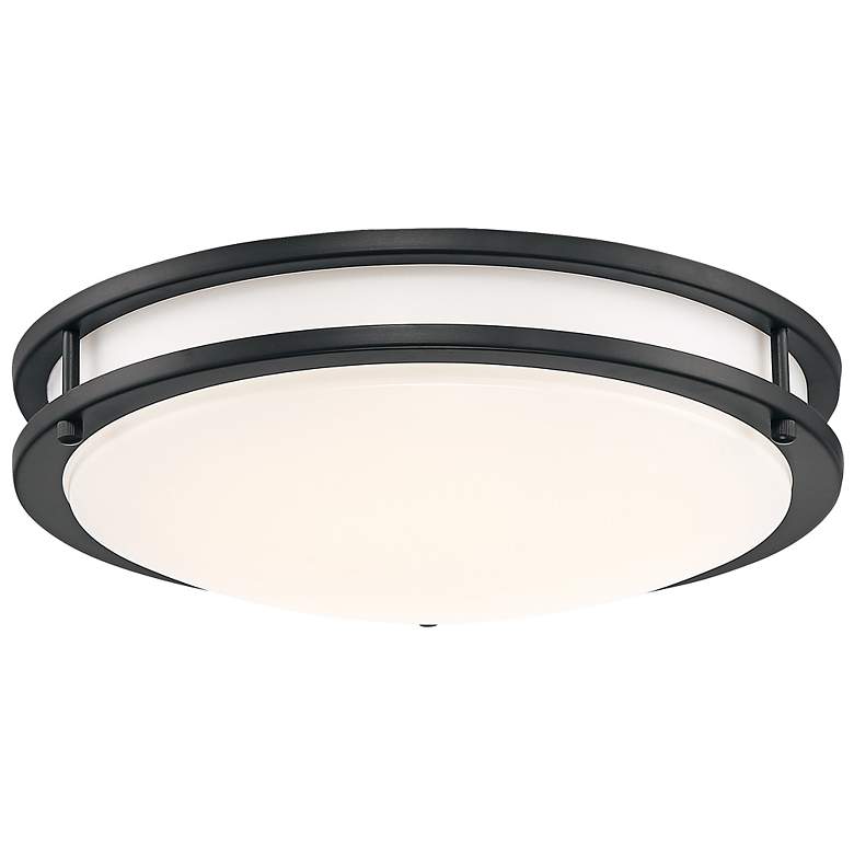 Image 2 Solero III 14" Wide Matte Black LED Flush Mount with Acrylic Lens