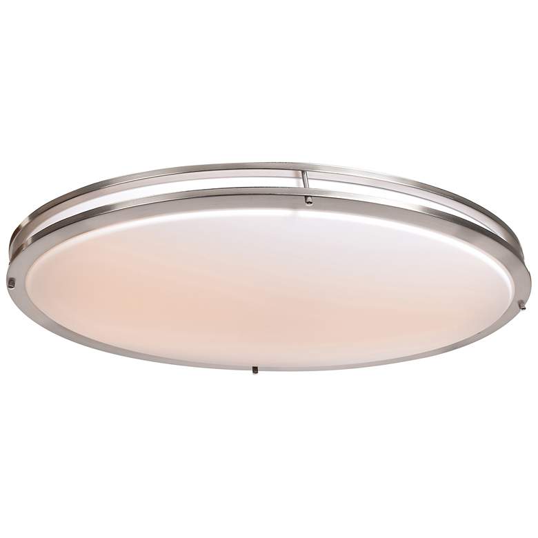 Image 1 Solero - Oval LED Flush Mount - Brushed Steel - Acrylic Lens Diffuser