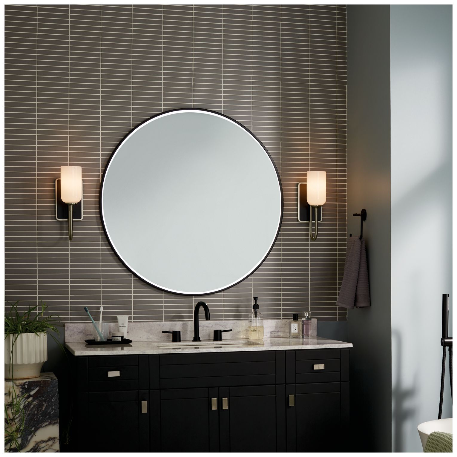 Solia 13.5 Inch 1 Light Wall Sconce in Brushed Nickel with Black