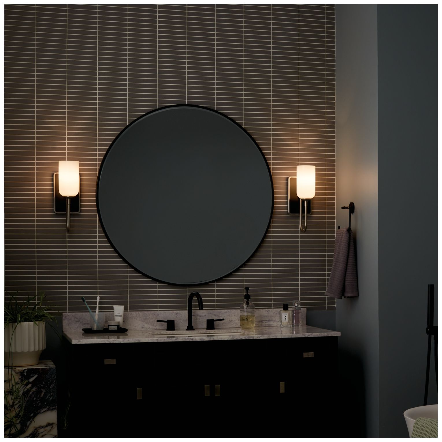 Solia 13.5 Inch 1 Light Wall Sconce in Brushed Nickel with Black