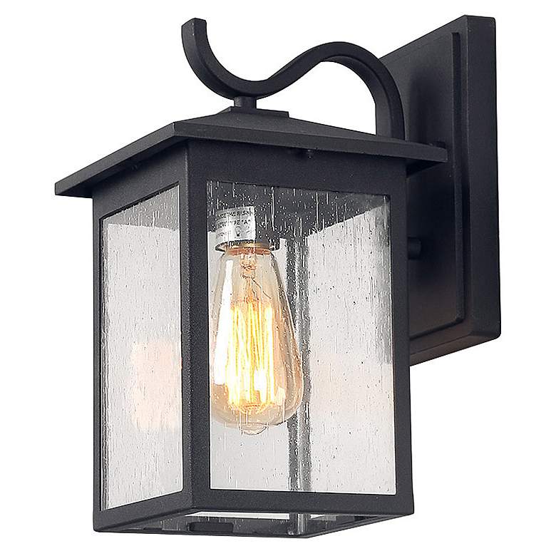 Image 1 Solibur 11.4" High Black Glass Outdoor Wall Light