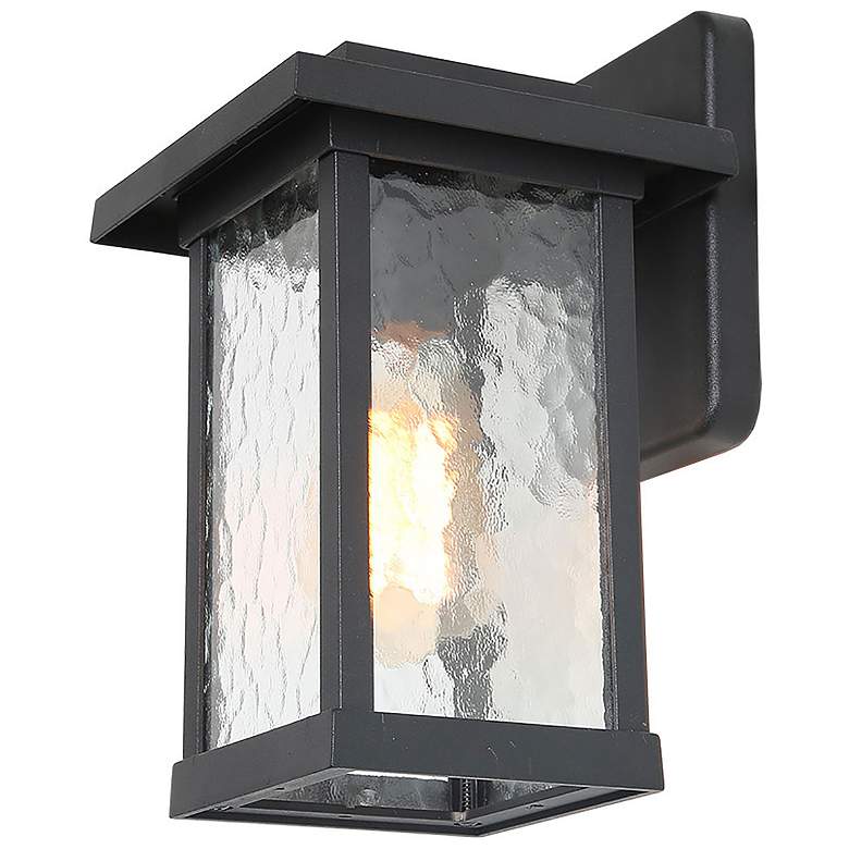 Image 1 Solibur 11 inch High Black Glass Outdoor Wall Light