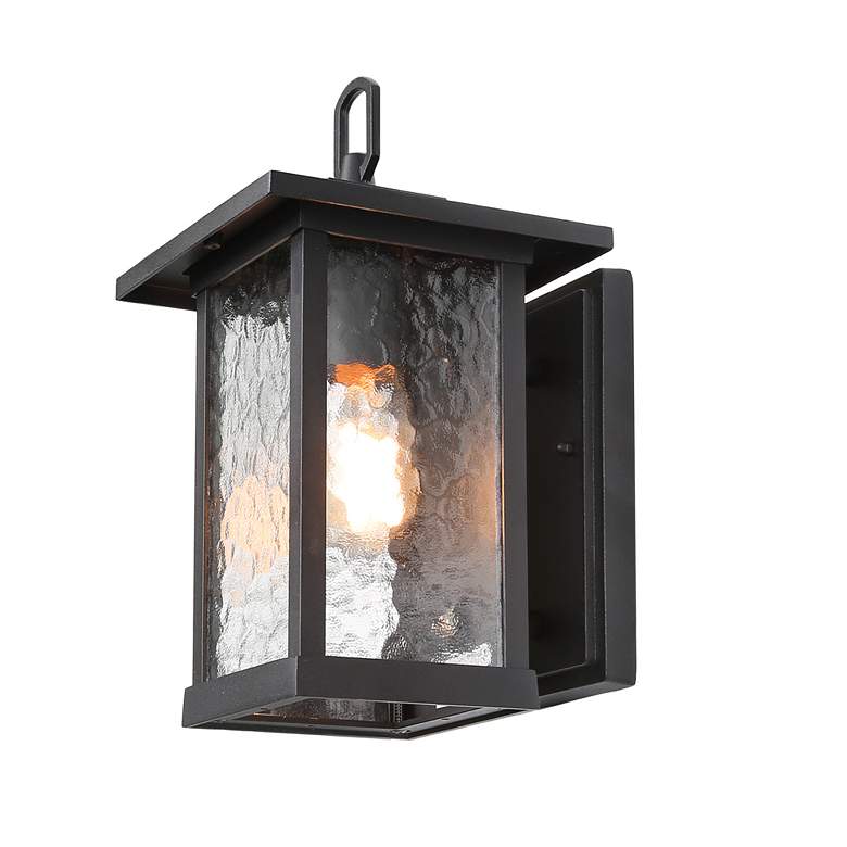 Image 1 Solibur 8 inch High Black Glass Outdoor Wall Light