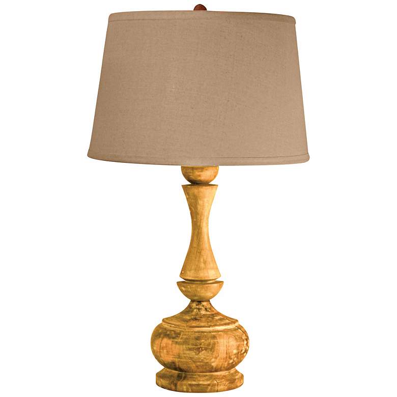 Image 1 Solid Acacia Wood Urn Table Lamp