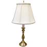 Solid Brass and Silk Shade 19" High Candlestick Accent Table Lamp