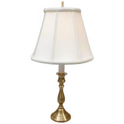 Solid Brass and Silk Shade 19&quot; High Candlestick Accent Table Lamp
