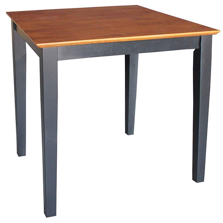 Image 1 Solid Wood 30 inch Square Black and Cherry Wood Shaker Leg Table
