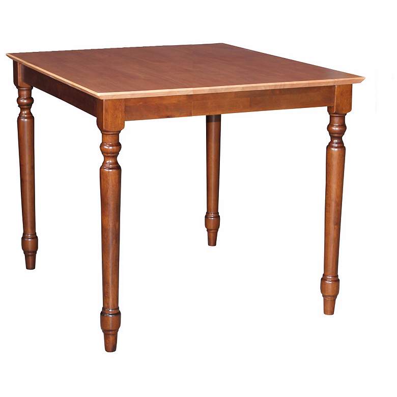 Image 1 Solid Wood 30 inch Square Cinnamon Turned Leg Table