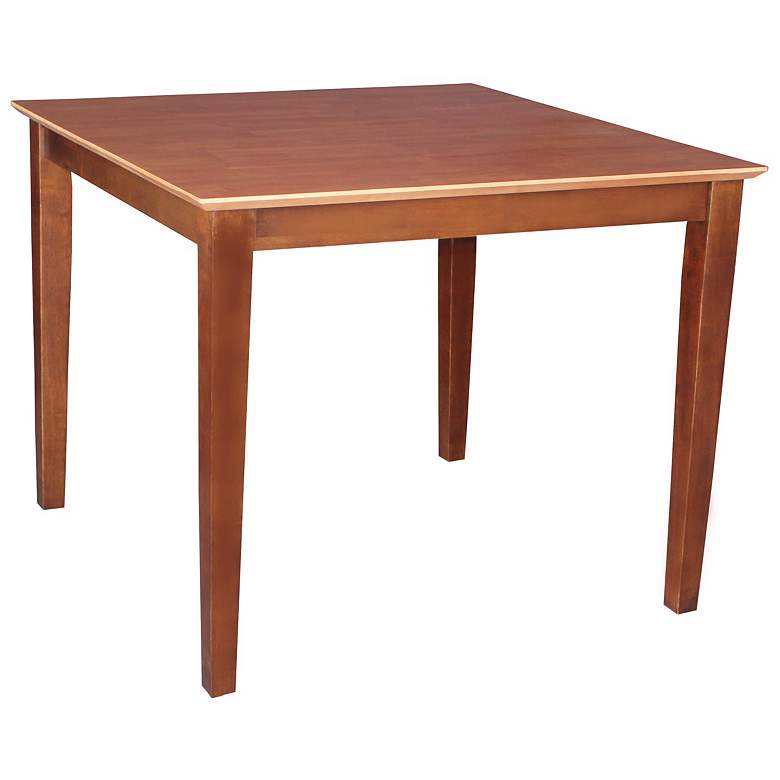 Image 1 Solid Wood 36 inch Square Cinnamon Shaker Leg Table