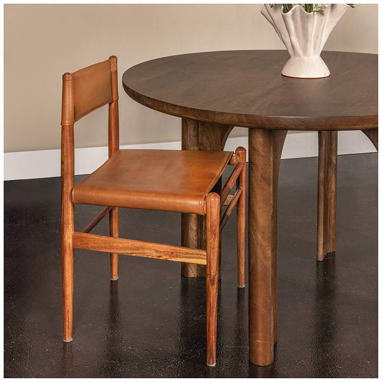 Image 2 Solid Wood and Leather Dining Chair, Set of 2 more views