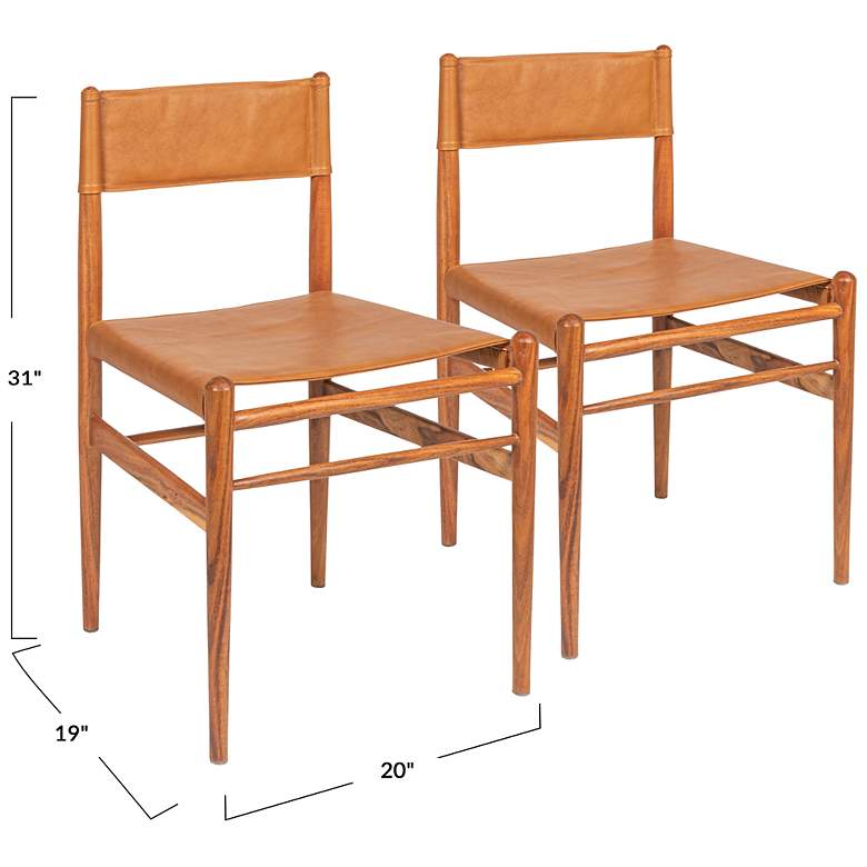 Image 3 Solid Wood and Leather Dining Chair, Set of 2 more views