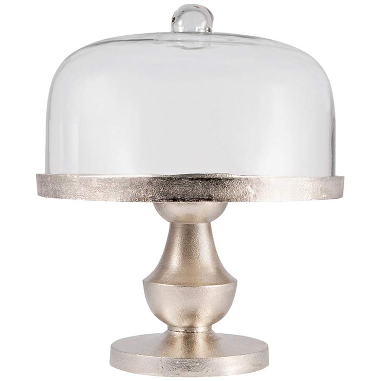 Image 1 Solis 12 3/4 inch Wide Light Bronze with Glass Dome Cake Stand