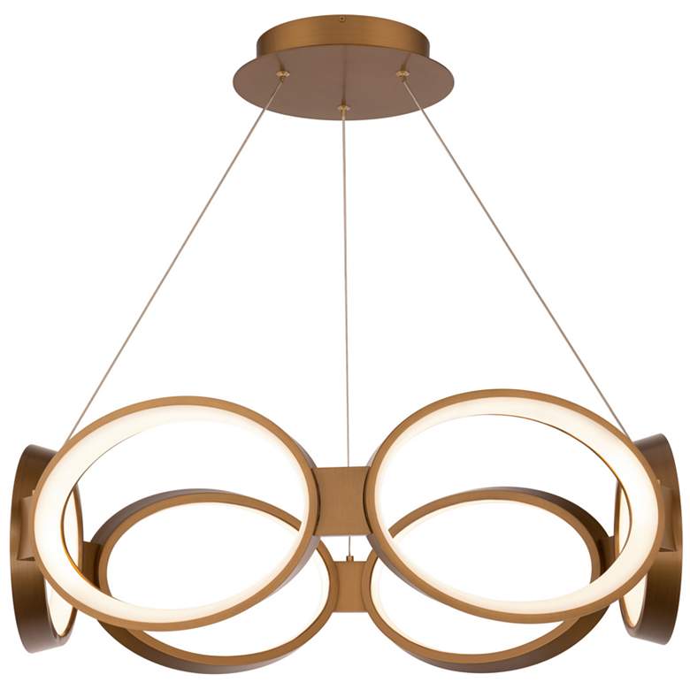 Image 1 Solitaire 8"H x 26.63"W 6-Light Chandelier in Aged Brass