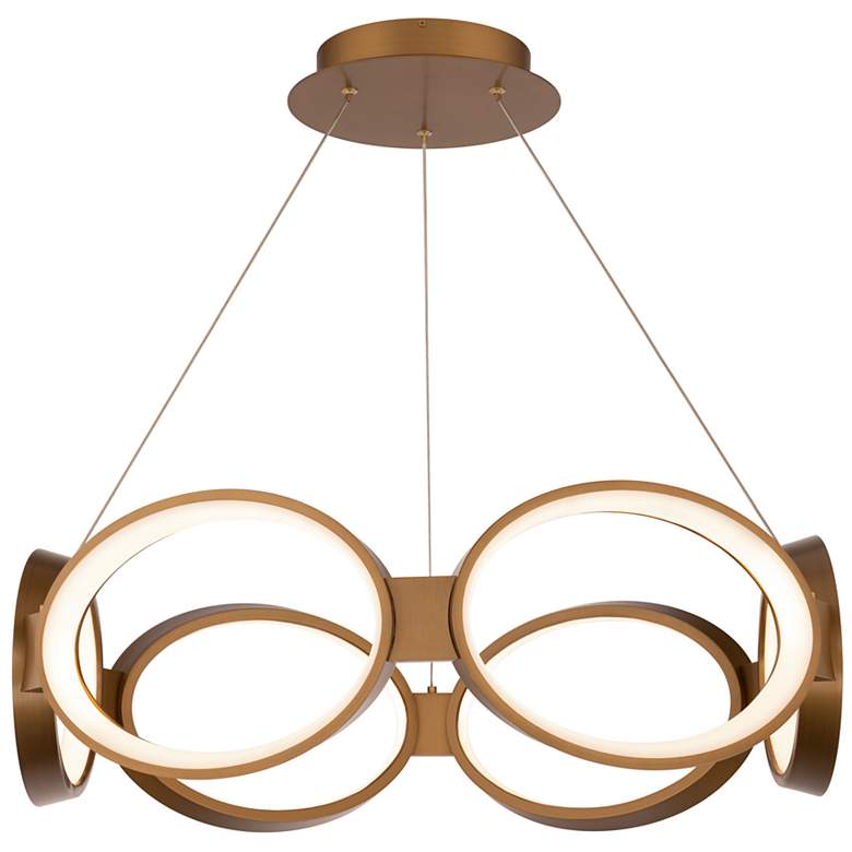 Image 2 Solitaire 8"H x 26.63"W 6-Light Chandelier in Aged Brass