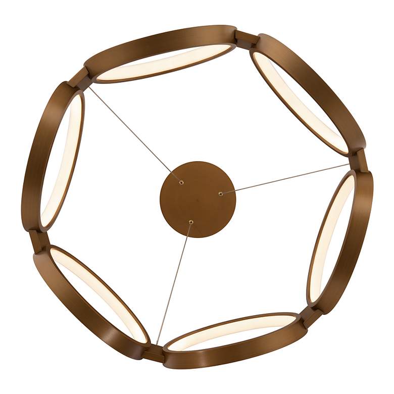 Image 3 Solitaire 8"H x 26.63"W 6-Light Chandelier in Aged Brass more views